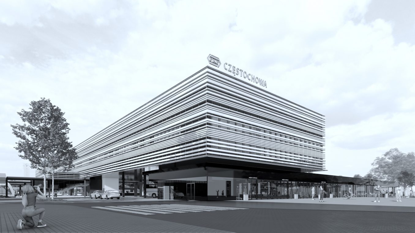 wizualizacja Dworca Częstochowa PKP od strony placu rady Europy