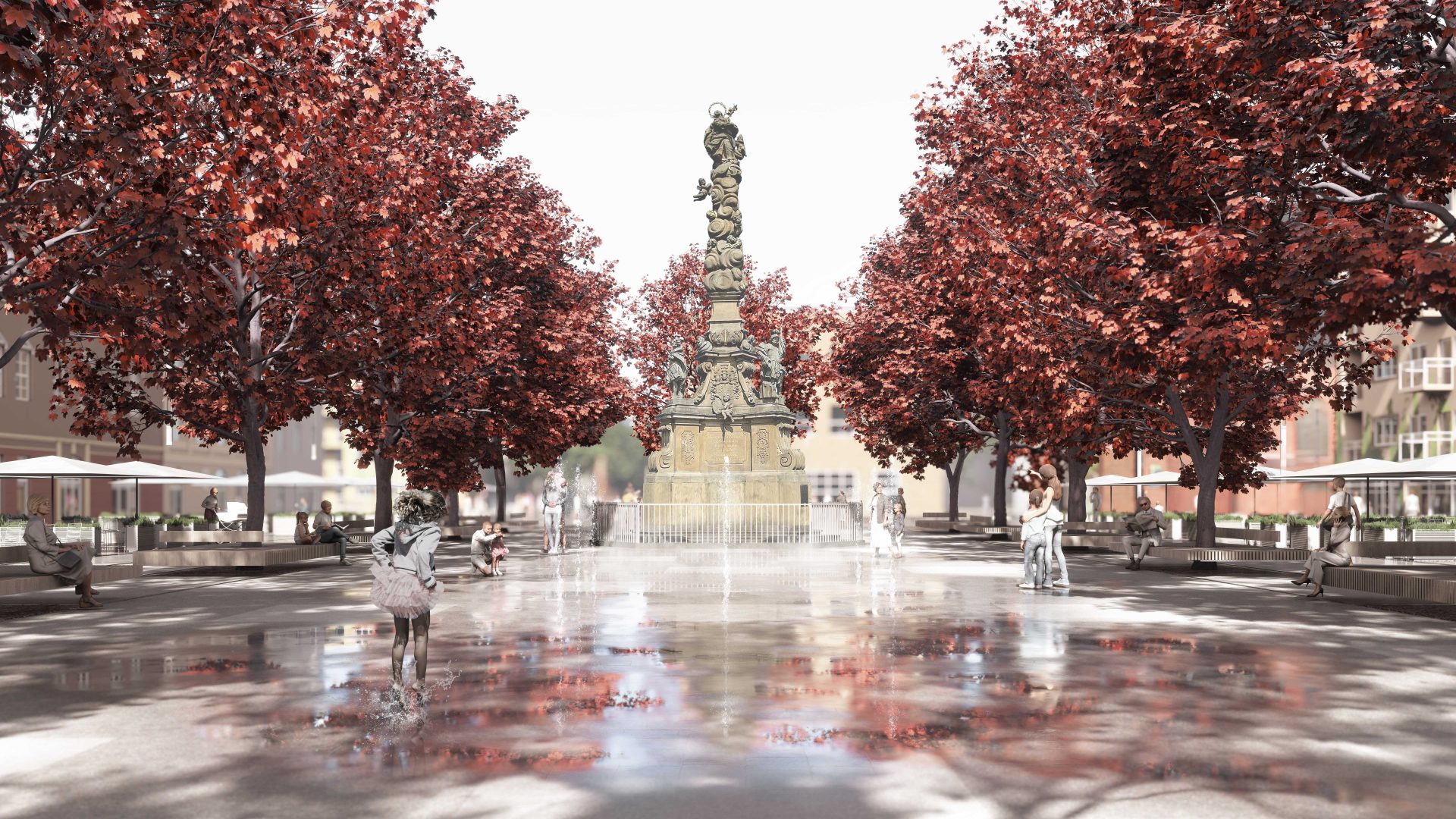 Projekt rynku w Raciborzu widok na kolumnę