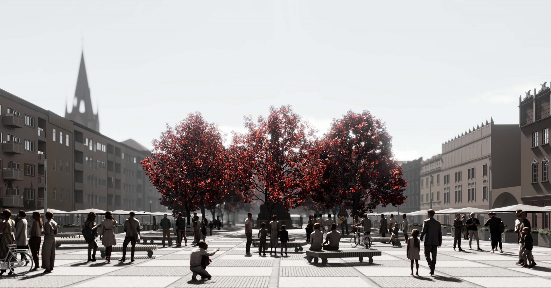 PLAC KOŚCIELNY część rynku w Raciborzu