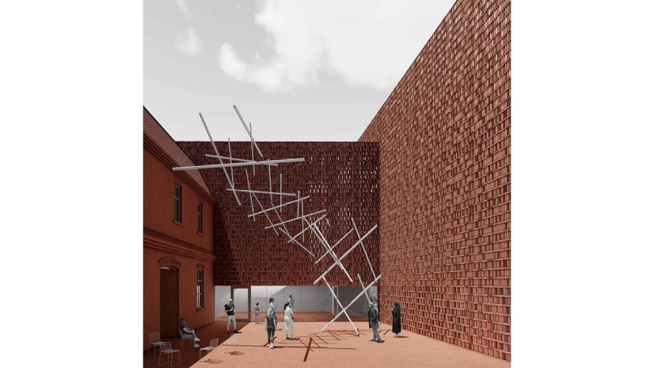 Nietypowe ceglane ściany w muzeum starej octowni