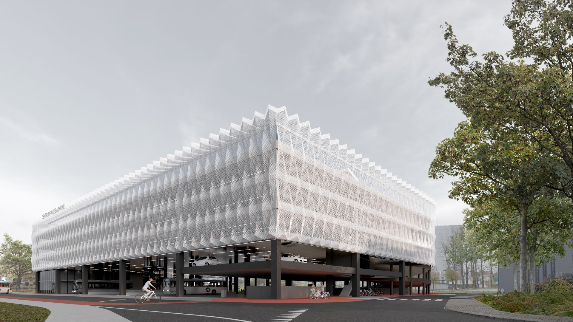 narożnik wjazd do parkingu - centrum przesiadkowe Rybnik