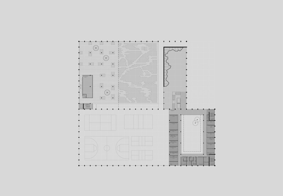 rzut dach centrum sportowego kampusu Ochota Warszawa